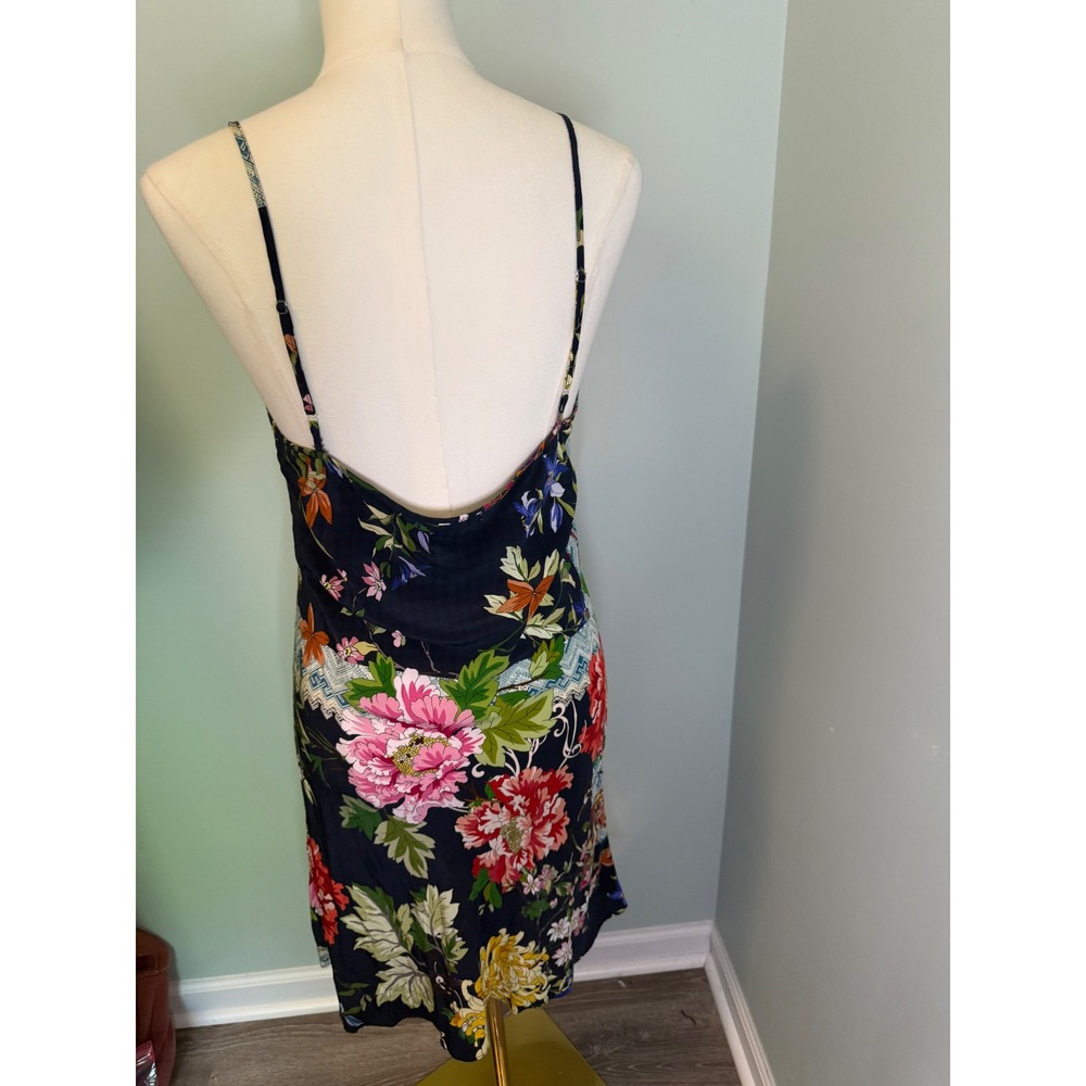 Johnny Was Silk Floral Slip Dress Navy Blue Boho Midi MS9721M Size‎ Medium - Picture 5 of 7